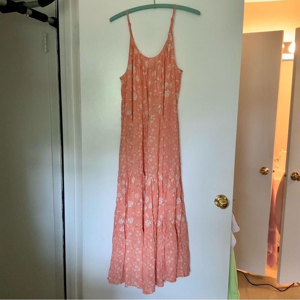 Universal Threads Peachy Pink Floral Maxi Dress L